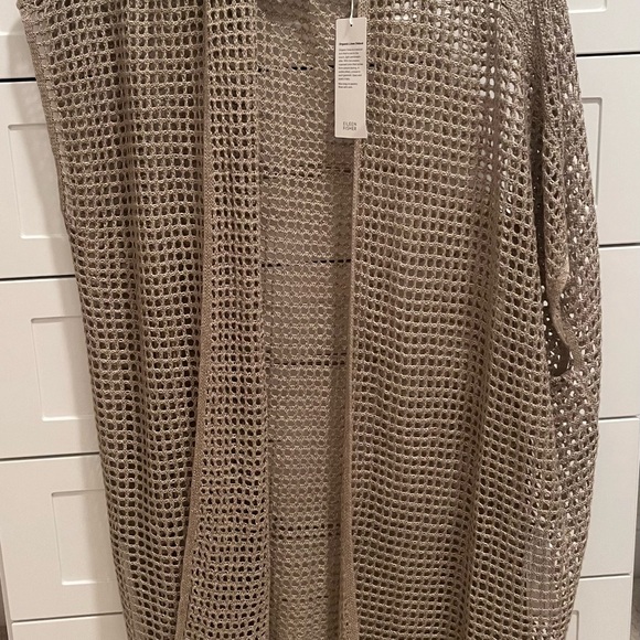NWT Eileen Fisher Open Knit Cardigan Delave Natural Beige Crochet Lagenlook - Picture 8 of 8